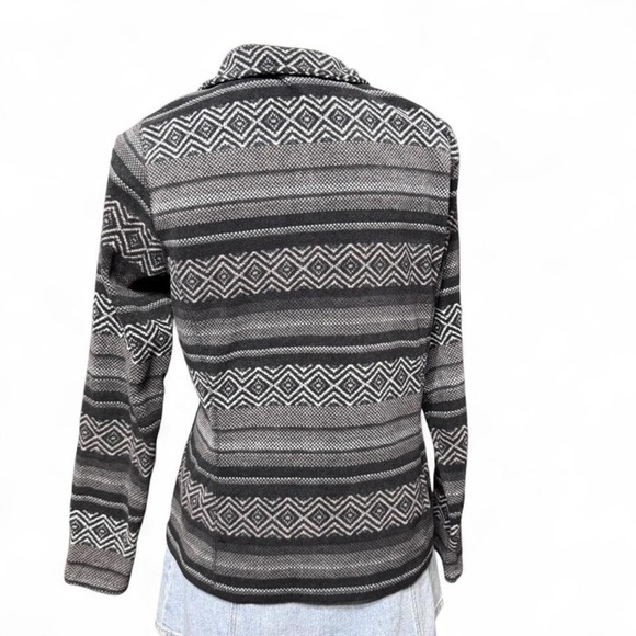 Eddie Bauer Geometric Stripe Fleece Quarter Zip Hoodie Women's Medium Pullover - Picture 4 of 6